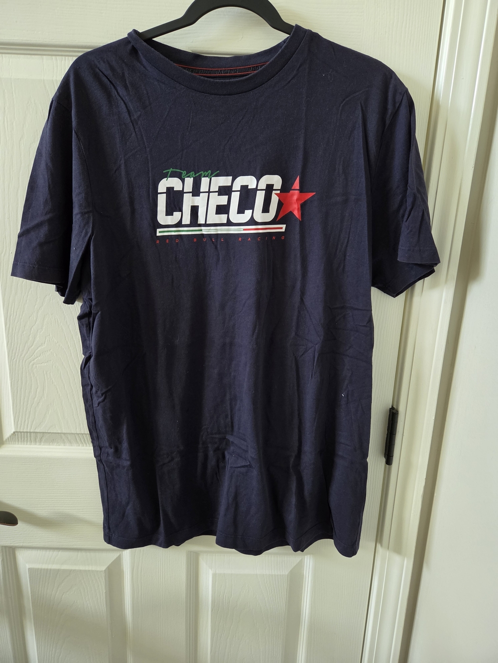 Red Bull Racing Checo Perez T-Shirt Navy Blue Gives You Wings Large F1